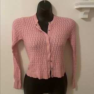 Pink Baby Cable Knit Women's cardigan Sweater